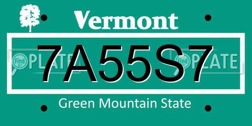 7A55S7 Vermont License Plate