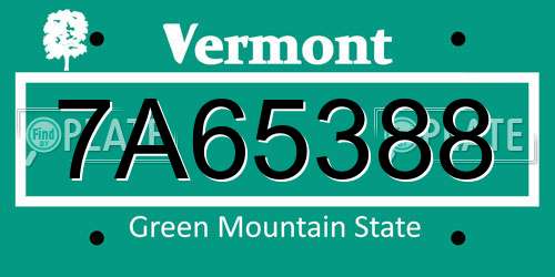 7A65388 Vermont License Plate