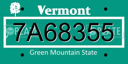 7A68355 Vermont License Plate