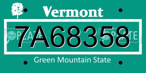 7A68358 Vermont License Plate