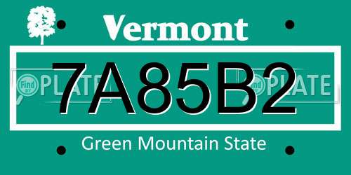 7A85B2 Vermont License Plate