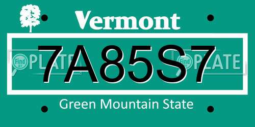 7A85S7 Vermont License Plate