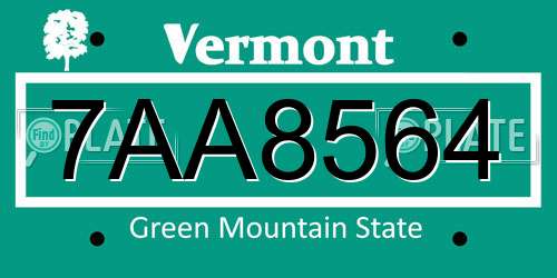 7AA8564 Vermont License Plate