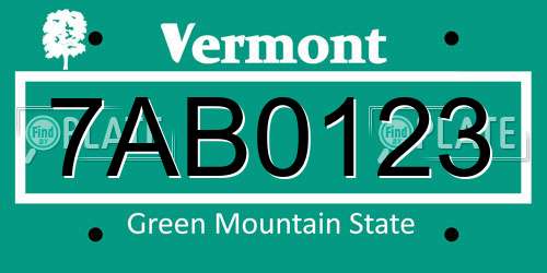 7AB0123 Vermont License Plate