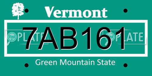 7AB161 Vermont License Plate