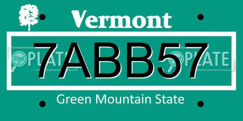 7ABB57 Vermont License Plate