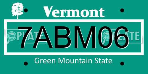 7ABM06 Vermont License Plate
