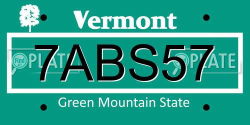 7ABS57 Vermont License Plate