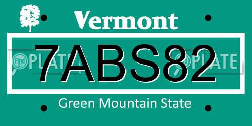 7ABS82 Vermont License Plate