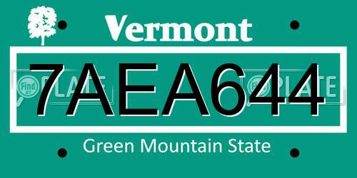 7AEA644 Vermont License Plate