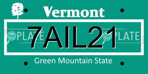 7AIL21 Vermont License Plate