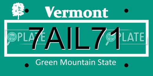 7AIL71 Vermont License Plate
