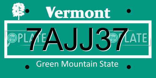 7AJJ37 Vermont License Plate