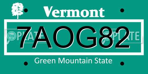 7AOG82 Vermont License Plate