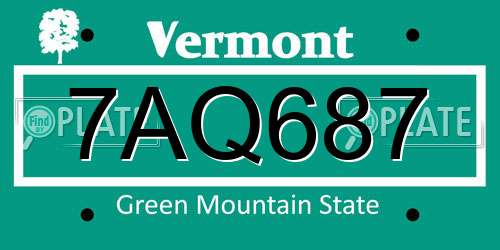 7AQ687 Vermont License Plate
