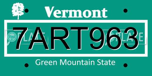 7ART963 Vermont License Plate