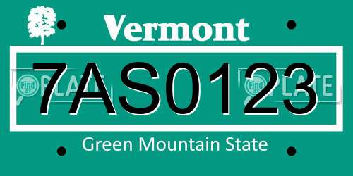 7AS0123 Vermont License Plate