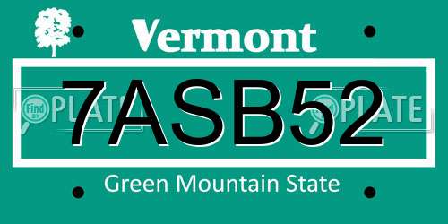 7ASB52 Vermont License Plate