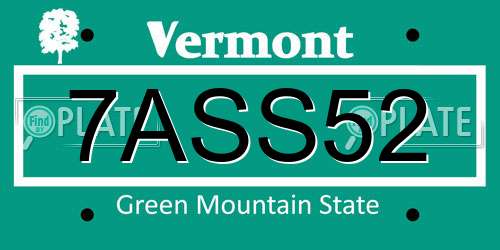 7ASS52 Vermont License Plate