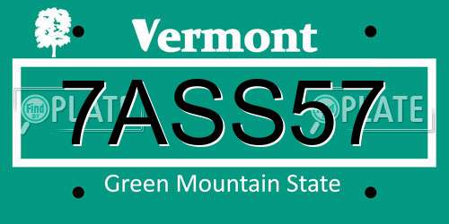 7ASS57 Vermont License Plate