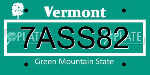 7ASS82 Vermont License Plate