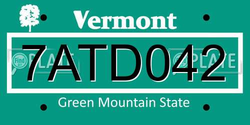 7ATD042 Vermont License Plate