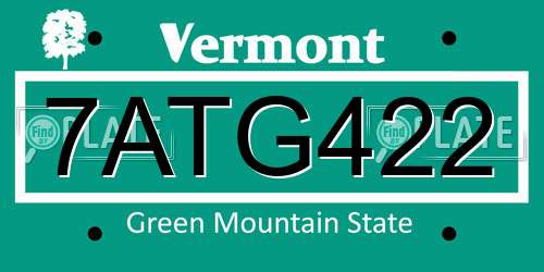 7ATG422 Vermont License Plate