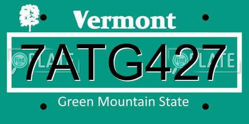 7ATG427 Vermont License Plate