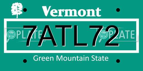 7ATL72 Vermont License Plate