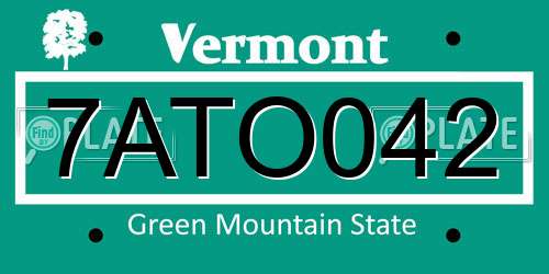 7ATO042 Vermont License Plate