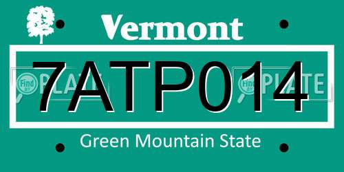7ATP014 Vermont License Plate