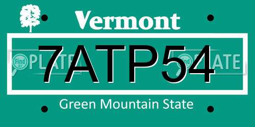 7ATP54 Vermont License Plate