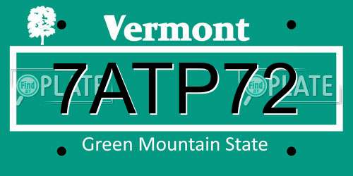 7ATP72 Vermont License Plate