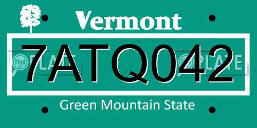 7ATQ042 Vermont License Plate