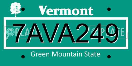 7AVA249 Vermont License Plate