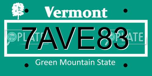 7AVE83 Vermont License Plate