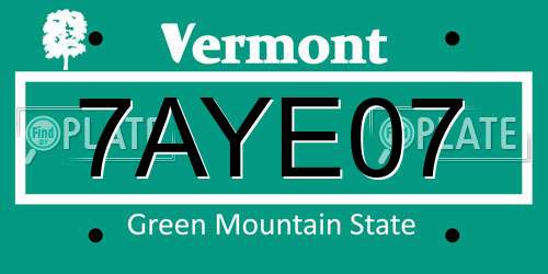 7AYE07 Vermont License Plate