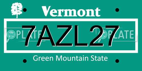 7AZL27 Vermont License Plate