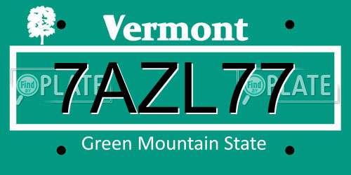 7AZL77 Vermont License Plate