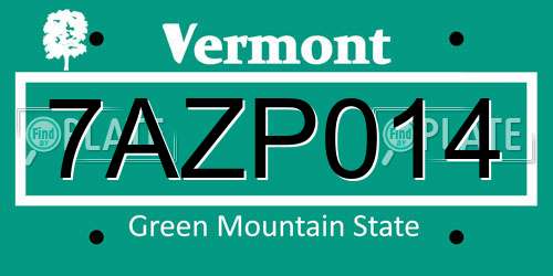 7AZP014 Vermont License Plate