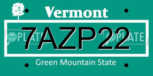 7AZP22 Vermont License Plate