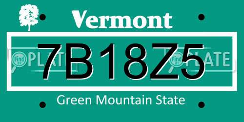 7B18Z5 Vermont License Plate