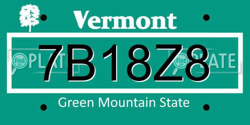7B18Z8 Vermont License Plate