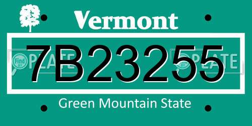 7B23255 Vermont License Plate
