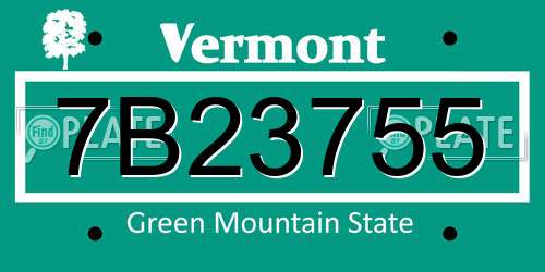 7B23755 Vermont License Plate