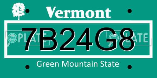 7B24G8 Vermont License Plate