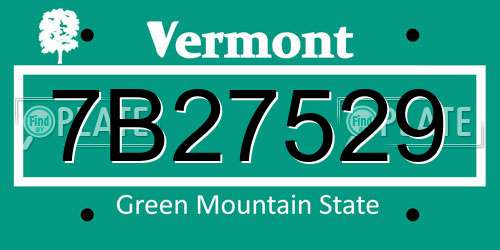 7B27529 Vermont License Plate