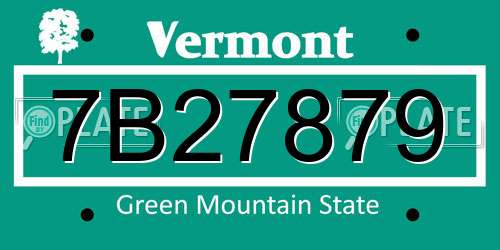 7B27879 Vermont License Plate