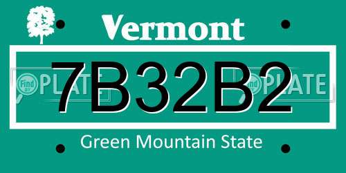 7B32B2 Vermont License Plate