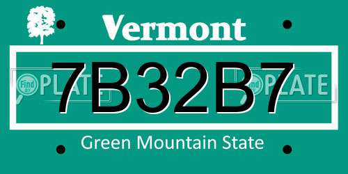 7B32B7 Vermont License Plate